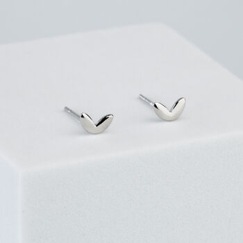 Sterling Silver Minimalist Leaf Stud Earrings, 2 of 6