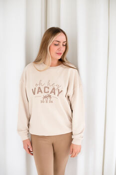 Ladies' And Kid's 'Oh Hey Vacay' Embroidered Sweatshirt Jumpers, 3 of 9