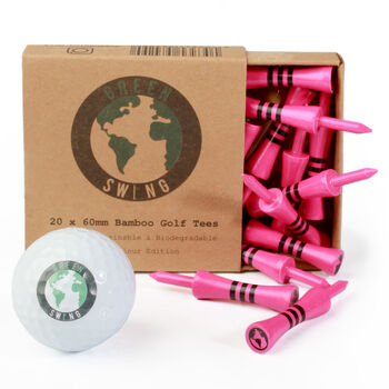 Pink Castle 60mm Bamboo Golf Tees 20pcs Gift, 4 of 7