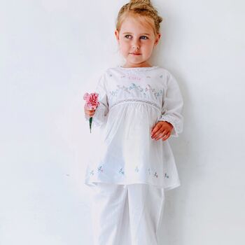Personalised Girl's Cotton Flower Pyjama Set, 3 of 3