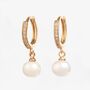 Shinju 18 K Gold Plated Pearl Hoops Huggies, thumbnail 1 of 5