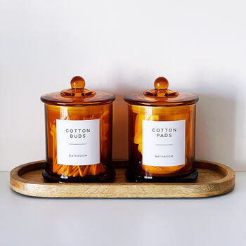 Luxury Amber Glass Bathroom Jar With Airtight Lid, 8 of 10