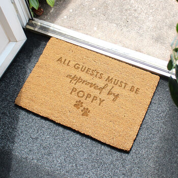 Personalised 'Must Be Approved By' The Pet Doormat, 3 of 7