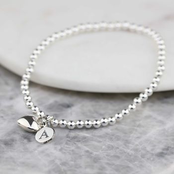 Personalised Skinny Bead Bracelet With Heart Charm, 4 of 12