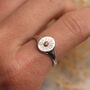 Sunburst Birthstone Signet Boho Ring In Silver Or Gold, thumbnail 2 of 9