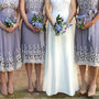 Bespoke Lace Bridesmaid Dresses In Periwinkle Blue, thumbnail 1 of 6