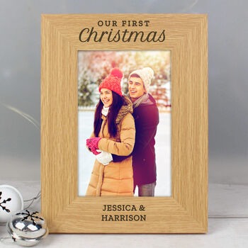 Our First Christmas Oak Finish Photo Frame, 2 of 4