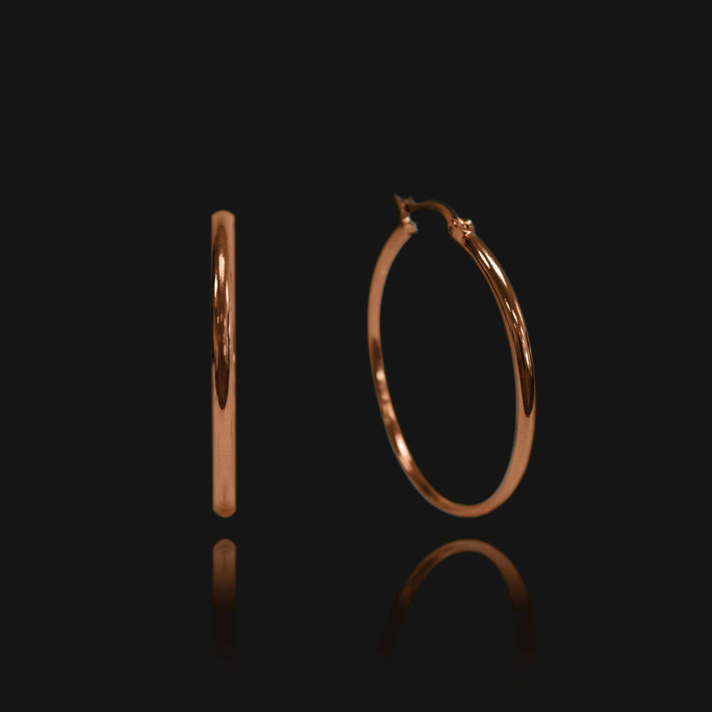 Quality Rose Gold Plated Hoop Earrings, Three Sizes, 1 of 8