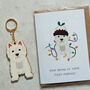 West Highland Terrier Dog Wooden Keyring With Optional Christmas Card, thumbnail 3 of 11