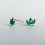 Sterling Silver Green Crystal Crown Stud Earrings, thumbnail 2 of 4