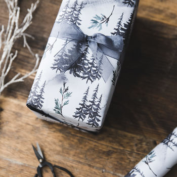 Watercolour Forest Christmas Wrapping Paper, 4 of 6