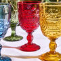 Set Of Four Vintage Embossed Coloured Wine Glasses, thumbnail 9 of 9