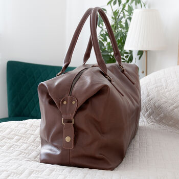 Monogrammed Vegan Leather Weekender Holdall, 3 of 9