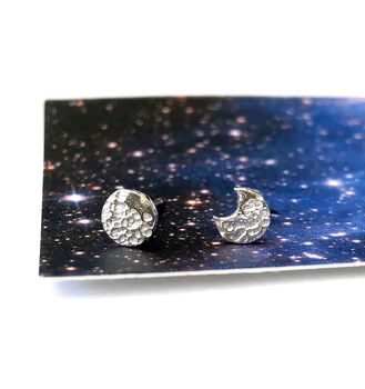 Sterling Silver Mini Mismatched Moon Earrings, 5 of 12