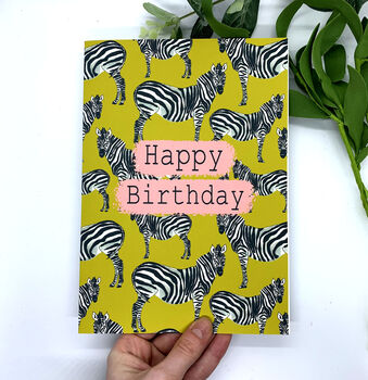 Green Zebra Happy Birthday Card, 4 of 6