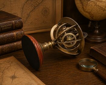 Personalised Bronze Armillary Sphere With Wooden Base, 4 of 11