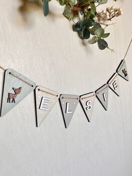 Woodland Nursery Bunting Custom Name Garland With Animals, 6 of 10