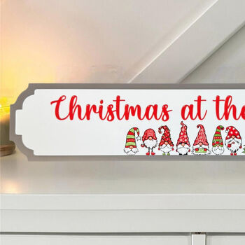 Personalised Grey And White Gonk Christmas Sign Family Gift, 5 of 5
