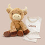 Harriet Highland Cow Soft Toy With Personalised Pyjamas, thumbnail 1 of 8