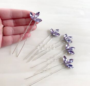 Lilac Crystal Hair Pins, 2 of 2
