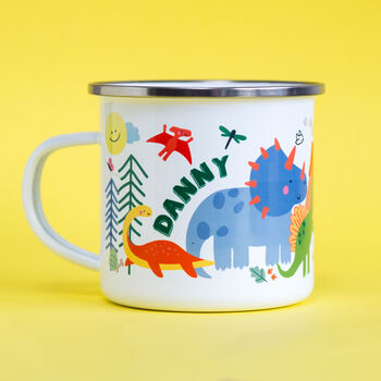 Personalised Children's Dinosaur Enamel Mug, 6 of 11