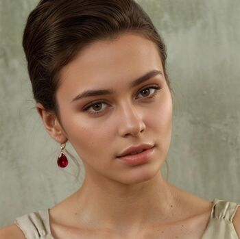 Vintage Ruby Red Teardrop Earrings, 2 of 7