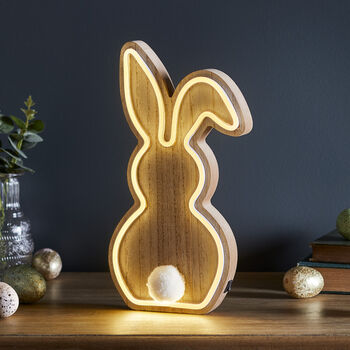 Wooden Neon Bunny Light, 3 of 3