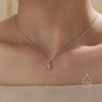 Tiny Forget Me Not Flower Blossom Pendant Necklace, 8 of 12