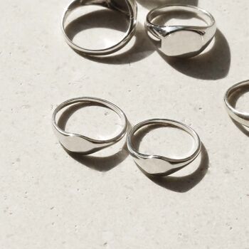 Sterling Silver Oval Pinky Signet Ring, 3 of 9