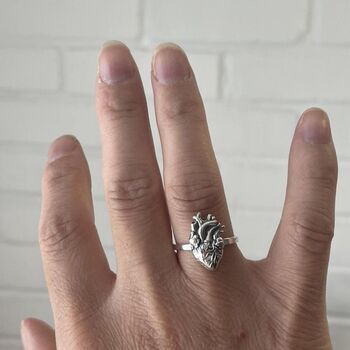 Sterling Silver Anatomical Heart Ring, 7 of 7
