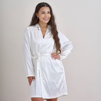 White Embroidered Bride Dressing Gown, 5 of 5