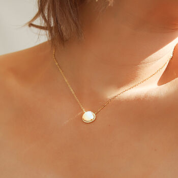 Bianca Moonstone Wedding Pendant Necklace |Gold Plated, 5 of 7