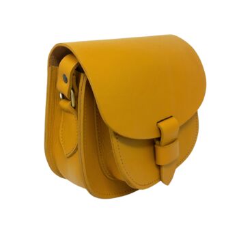 Crossbody Canary Yellow Loop Closure Leather Saddle Bag Maya, 4 of 6