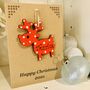 Personalised Reindeer Red Christmas Decoration And Card, thumbnail 2 of 4