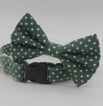 Dark Green Polkadot Dog Bow Tie, 5 of 6