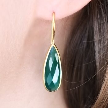 Real Green Onyx Gemstone Earrings, 2 of 9
