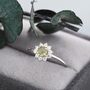 Genuine Peridot Halo Ring In Sterling Silver, thumbnail 6 of 11