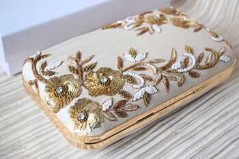 Jessie Ivory Floral Embroidered Clutch, 8 of 8