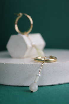 14 K Gold Filled Hoop Earrings With Gemstone Charms, 5 of 9