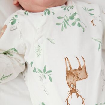 Deer And Bunny Print Shortie Baby Romper, 3 of 3