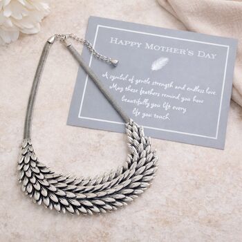 Metal Feather Statement Necklace, 2 of 5