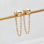 9ct Yellow Gold Diamond Cut Ball And Chain Drop Earrings, thumbnail 1 of 3