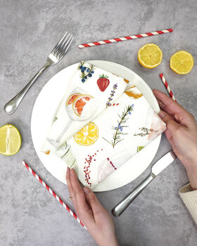 Gin And Tonic Napkin Set | Gift For Gin Lovers | Cotton Napkins Set Of Four, 5 of 6