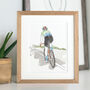 Watercolour Line Cycling Custom Portrait, thumbnail 1 of 5