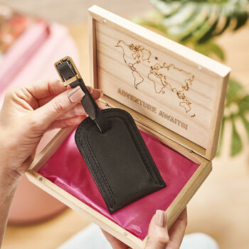 Travel Gift Box Personalised Leather Luggage Tag, 5 of 7