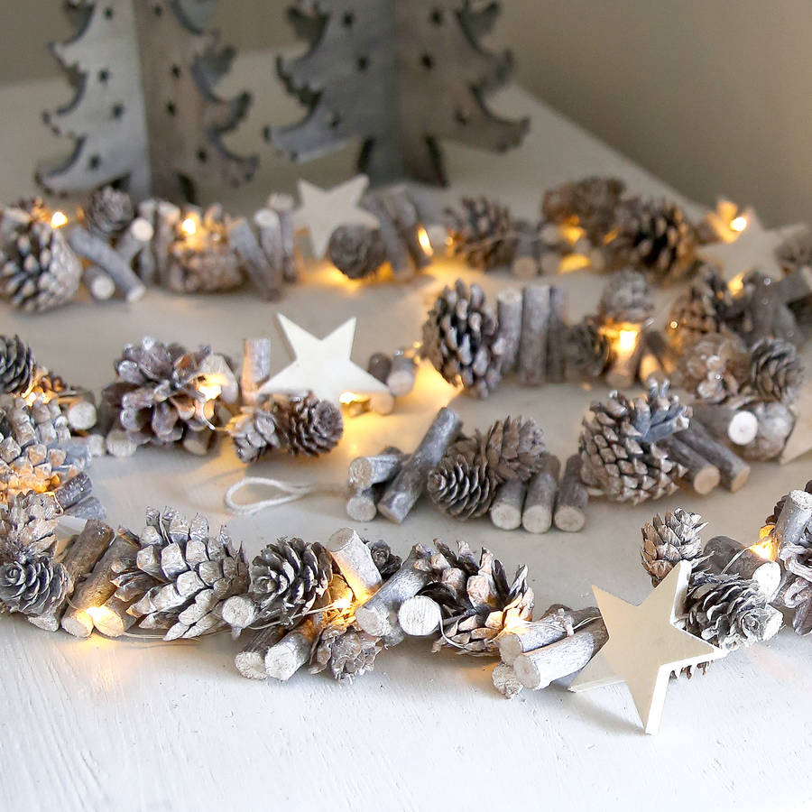 Long Pinecones And Stars LED Light Garland, 1 of 3