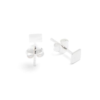 Debby Sterling Silver Square Earring Studs, 2 of 2