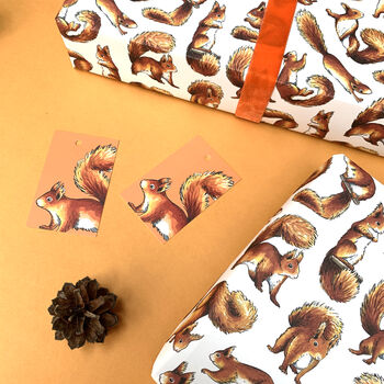 Red Squirrel Watercolour Wrapping Paper, 6 of 12