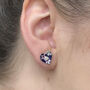 Jasmine Blue Floral Heart Stud Earrings In A Tin, thumbnail 2 of 3