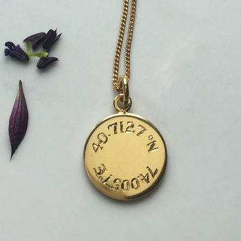 Latitude And Longitude Necklace In Gold, 4 of 5
